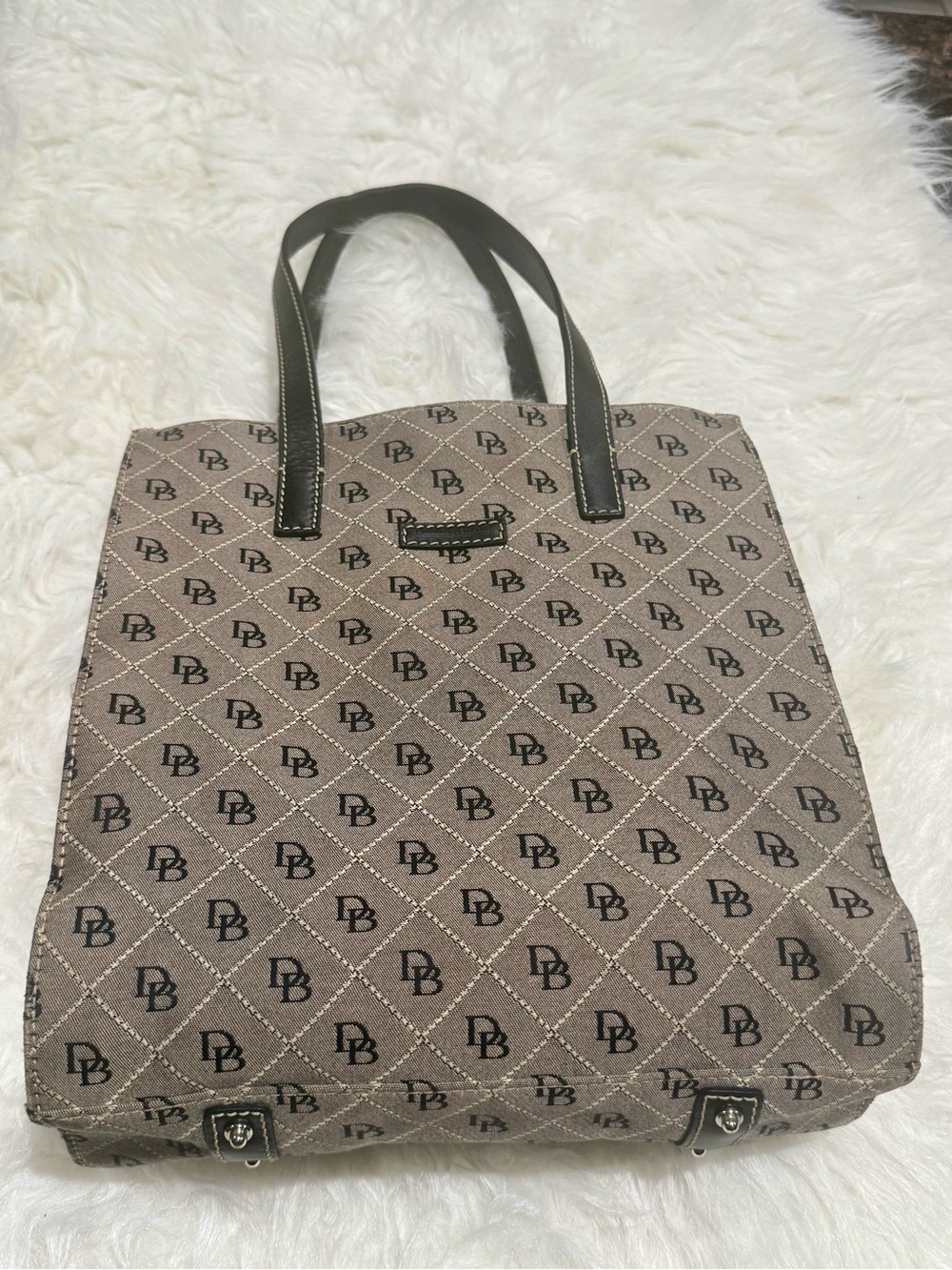 Dooney & Bourke North South Tote Bag Purse Tan Chambray